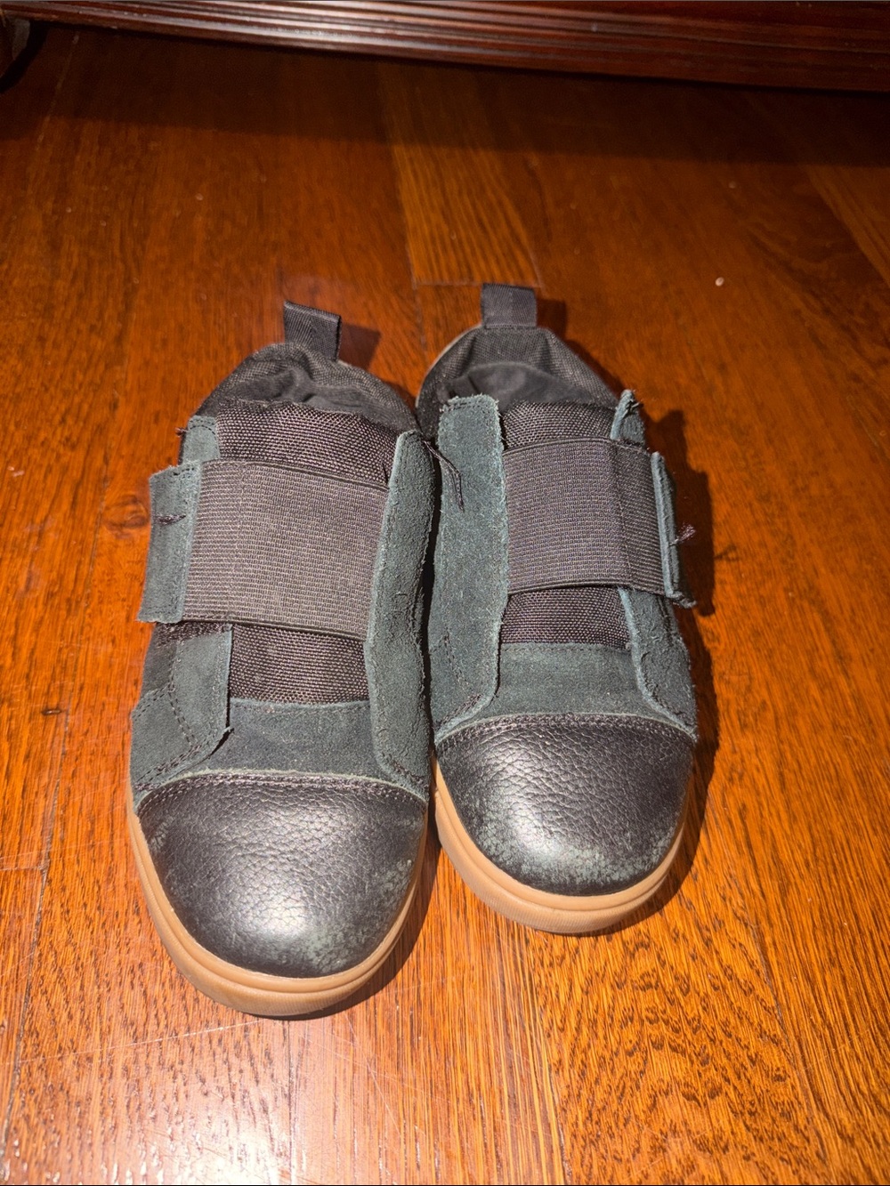 Kids Dark Green Slip-On Sneakers with Velcro Straps
